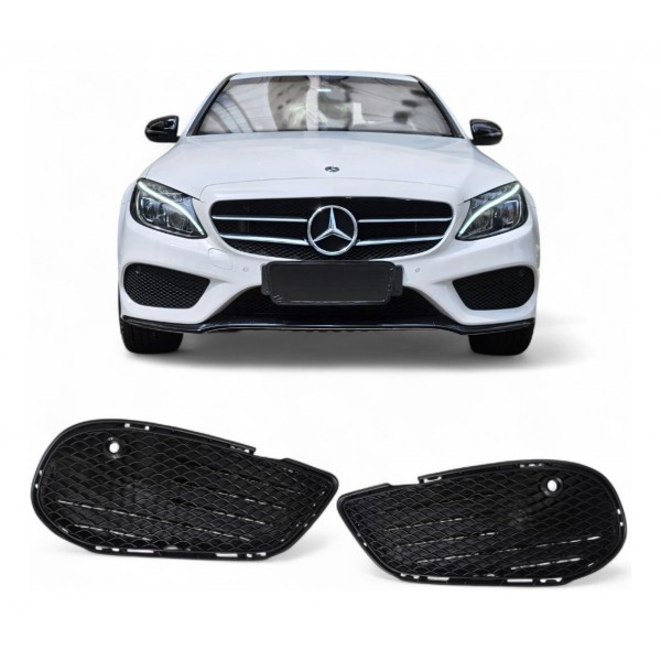 Kit Grade Inferior Milha Mercedes C180 C200 C250 2015 A 2018 Preto Ambos Lados