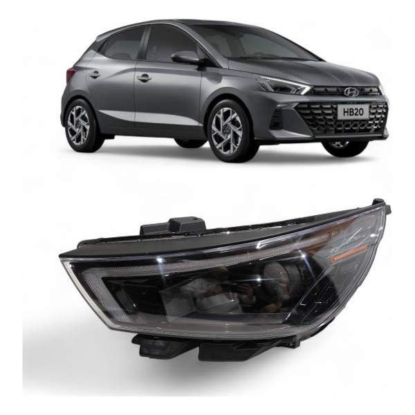 Farol Esquerdo Hyundai Hb20 2023 2024 2025 Com Led Projetor