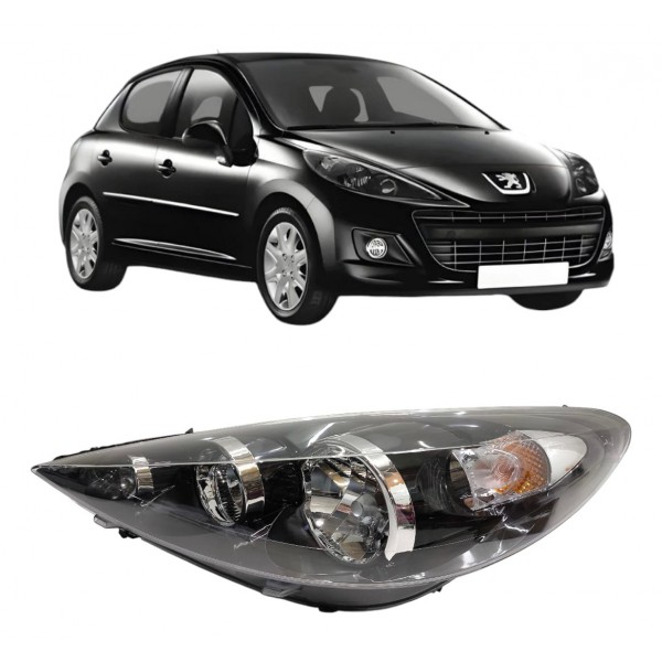 Farol Peugeot 207 2009 2010 2011 2012 A 2014 Máscara Negra
