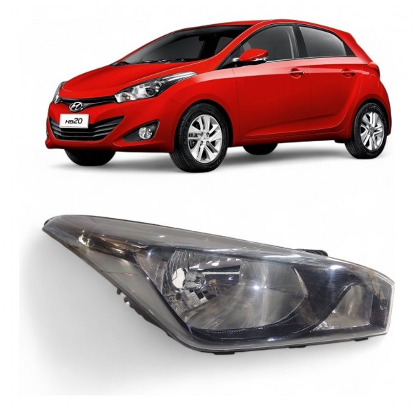 Farol Direito Hyundai Hb20 2012 2013 A 2019 Máscara Negra