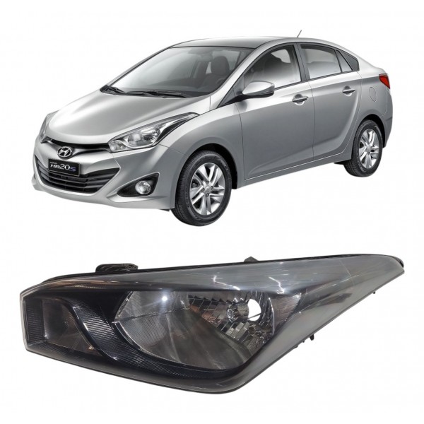 Farol Esquerdo Hyundai Hb20 2012 2013 A 2019 Máscara Negra