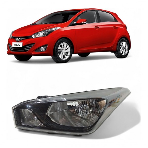 Farol Esquerdo Hyundai Hb20 2012 2013 A 2019 Máscara Negra