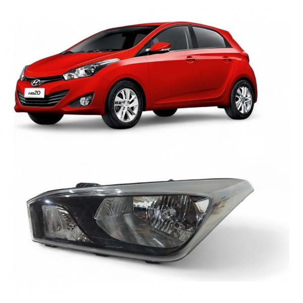 Farol Esquerdo Hyundai Hb20 2012 2013 A 2019 Máscara Negra