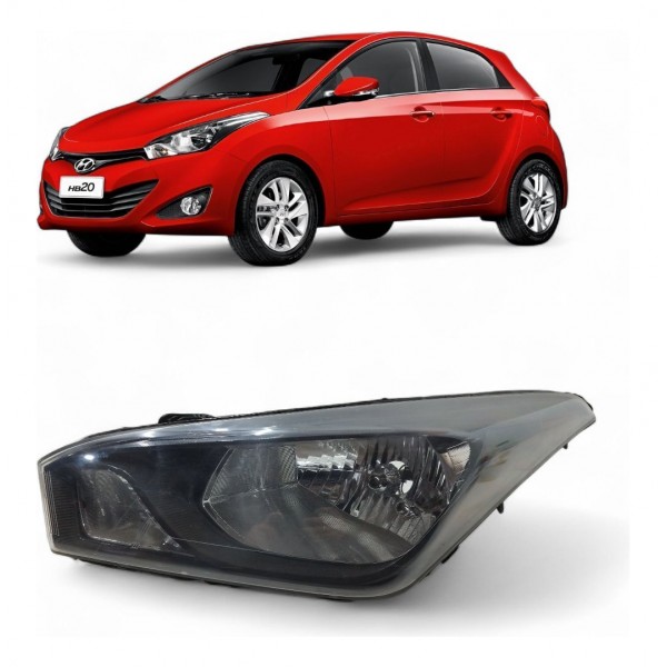 Farol Esquerdo Hyundai Hb20 2012 2013 A 2019 Máscara Negra