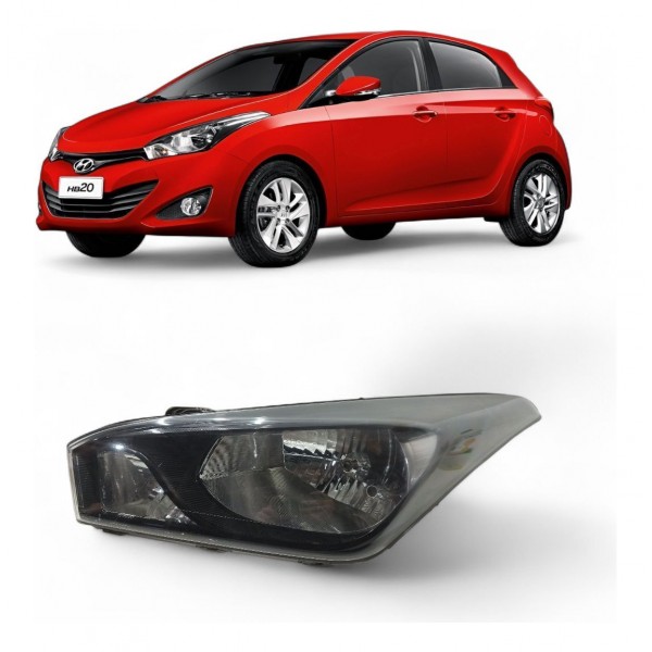 Farol Esquerdo Hyundai Hb20 2012 2013 A 2019 Máscara Negra