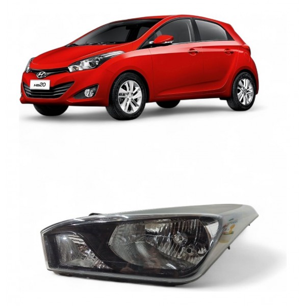 Farol Esquerdo Hyundai Hb20 2012 2013 A 2019 Máscara Negra