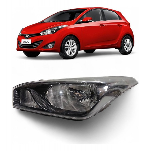 Farol Esquerdo Hyundai Hb20 2012 2013 A 2019 Máscara Negra