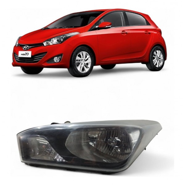 Farol Esquerdo Hyundai Hb20 2012 2013 A 2019 Máscara Negra
