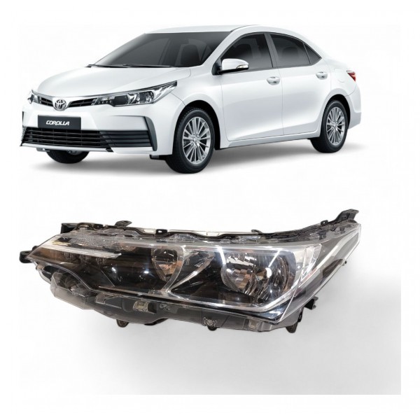 Farol Esquerdo Toyota Corolla 2018 2019 Máscara Negra Led