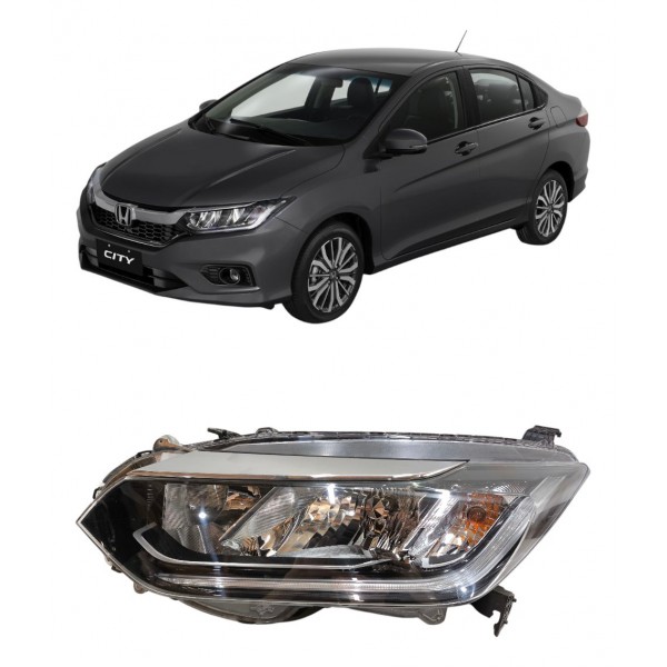 Farol Esquerdo Honda City 2018 2019 2020 2021 Com Led