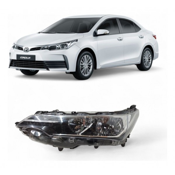 Farol Esquerdo Toyota Corolla 2018 2019 Máscara Negra Led