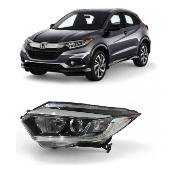 Farol Esquerdo Honda Hrv 2019 2020 2021 Máscara Negra Led