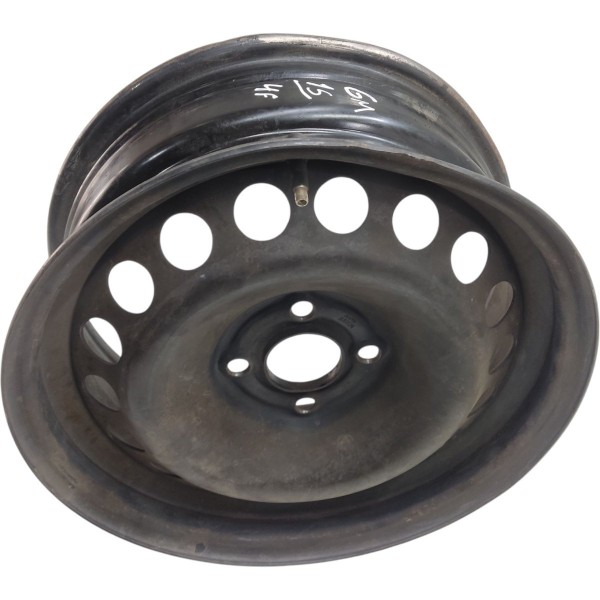 Roda Ferro Aro 15 Gm 15x6jh2 Com Leve Amassado 4 Furos Preto