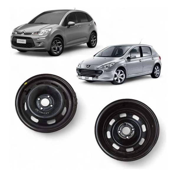 Roda Ferro Aro 15 Peugeot 307 Citroen C3 6jx15h2 4 Furos