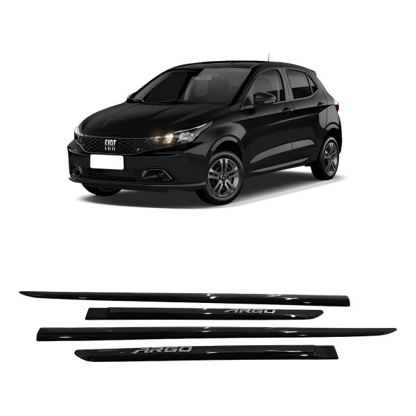 Kit Friso Porta Fiat Argo 2018 2019 A 2024 Preto Vulcano