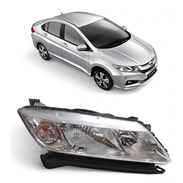 Farol Direito Honda City 2015 2016 2017 Cromado Com Detalhe