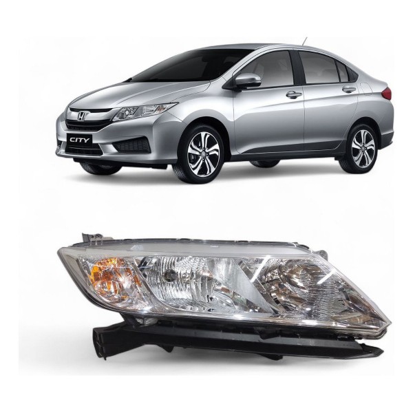 Farol Direito Honda City 2015 2016 2017 Cromado Com Detalhe Direito/passageiro
