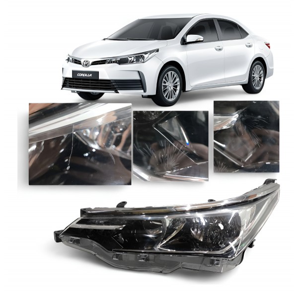 Farol Esquerdo Toyota Corolla 2018 2019 Máscara Negra Led