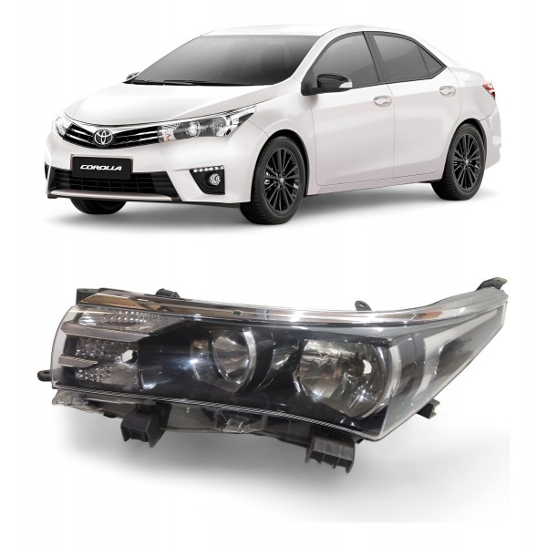 Farol Esquerdo Toyota Corolla 2015 2016 2017 Máscara Negra