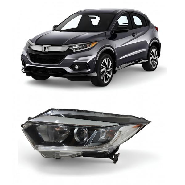 Farol Esquerdo Honda Hrv 2019 2020 2021 Máscara Negra Led