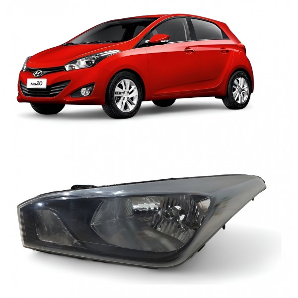 Farol Esquerdo Hyundai Hb20 2012 2013 A 2019 Máscara Negra