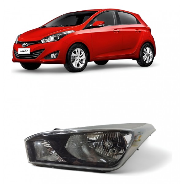 Farol Esquerdo Hyundai Hb20 2012 2013 A 2019 Máscara Negra