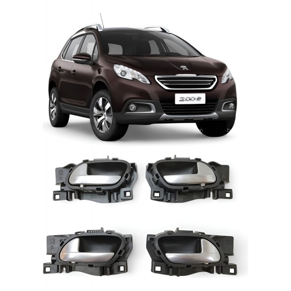 Kit 4 Maçaneta Interna Peugeot 2008 2014 2015 2016 2017