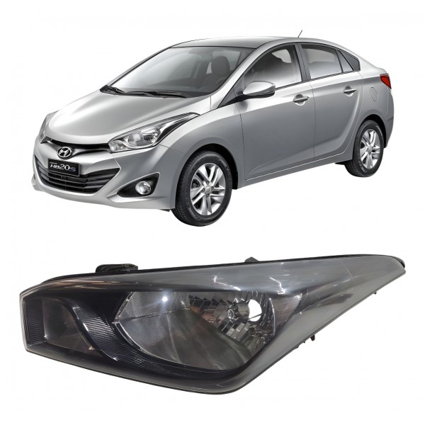 Farol Esquerdo Hyundai Hb20 2012 2013 A 2019 Máscara Negra