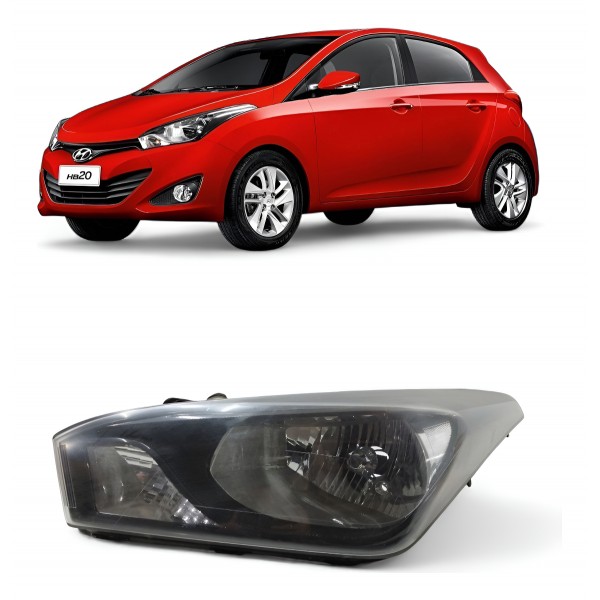 Farol Esquerdo Hyundai Hb20 2012 2013 A 2019 Máscara Negra