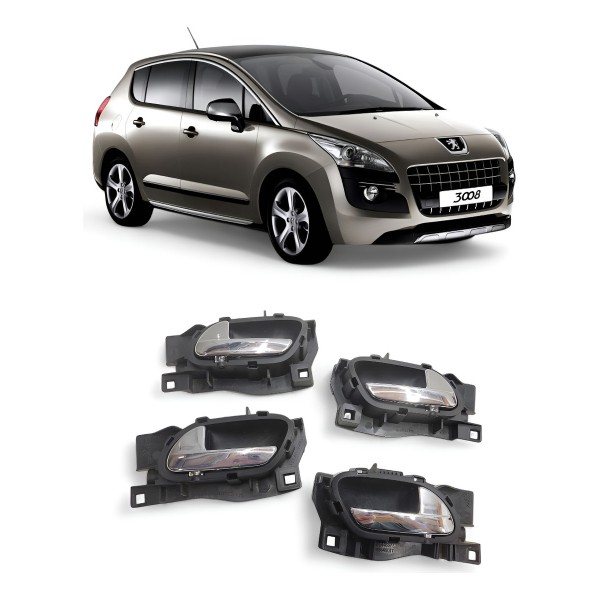 Kit 4 Maçaneta Interna Peugeot 3008 2011 2012 2013 A 2015