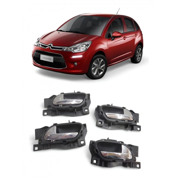 Kit 4 Maçanetas Interna Citroen C3 2013 2014 2015 A 2019