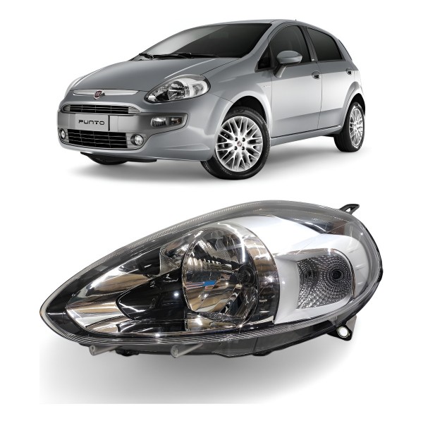 Farol Esquerdo Fiat Punto 2012 2013 2014 2015 A 2017 Cromado Esquerdo/motorista