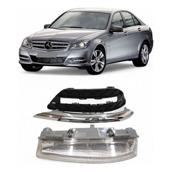 Kit Drl Milha Mercedes C180 C200 W204 2011 2012 2013 2014 - Água Kit Drl Milha Mercedes C180 C200 W204 2011 2012 2013 2014 - Água