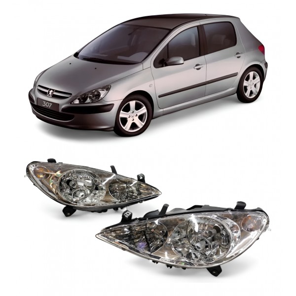 Par Farol Peugeot 307 2003 2004 2005 2006 2007 - Ambos Lados Par Farol Peugeot 307 2003 2004 2005 2006 2007 - Ambos Lados