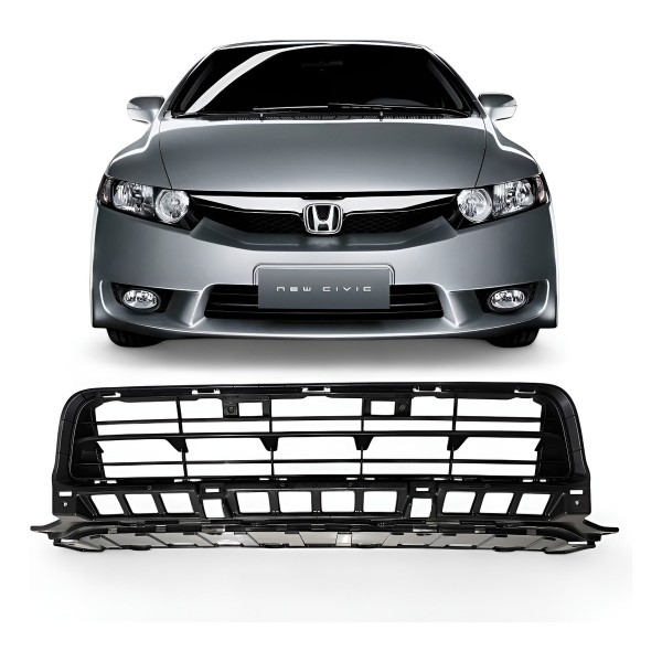 Grade Inferior Parachoque Dianteiro New Civic 2009 2010 2011 - Preto - Fosco