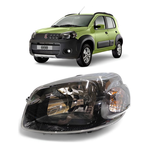 Farol Esquerdo Fiat Uno Vivace 2011 A 2014 Máscara Negra - Esquerdo/motorista Farol Esquerdo Fiat Uno Vivace 2011 A 2014 Máscara Negra - Esquerdo/motorista