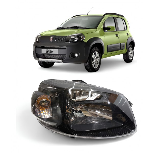 Farol Direito Fiat Uno Vivace 2011 A 2014 Máscara Negra - Direito/passageiro
