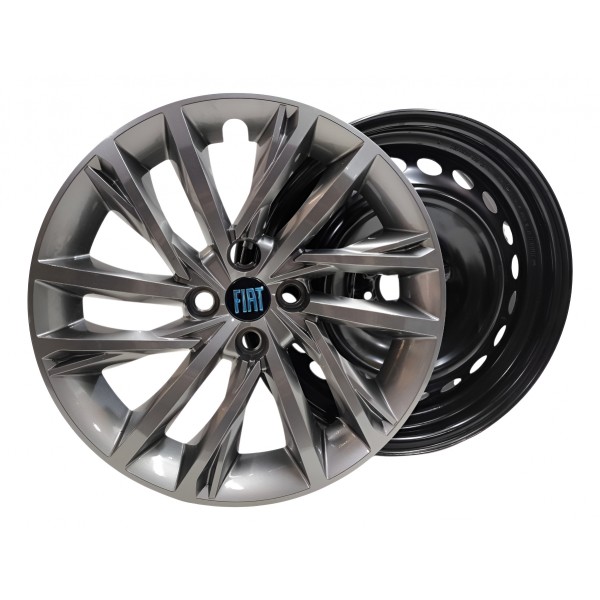 Roda Calota Aro 16 Fiat Argo Cronos Pulse 16x60 6jx16h2, - Preto