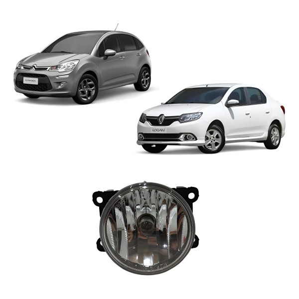Farol Milha Direito Citroen C3 Renault Logan 2006 A 2013 - Acrílico