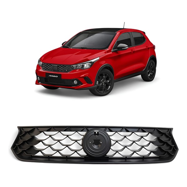 Grade Parachoque Dianteira Radiador Fiat Argo 2017 A 2021 - Preto - Fosco