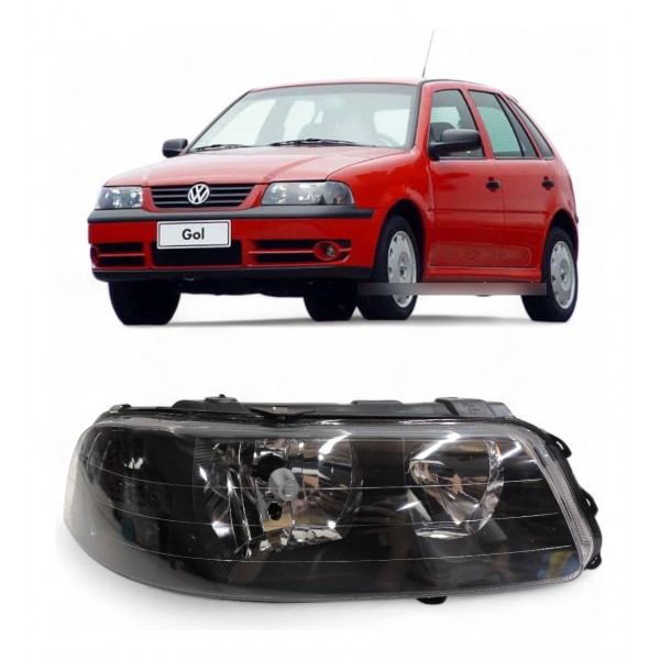 Farol Direito Gol G3 1999 A 2005 Foco Duplo Mascara Negra Direito/passageiro
