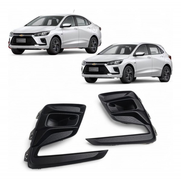 Par Moldura Farol Milha Sem Furo Gm Onix Hatch E Sedan 2026 Preto Ambos Lados