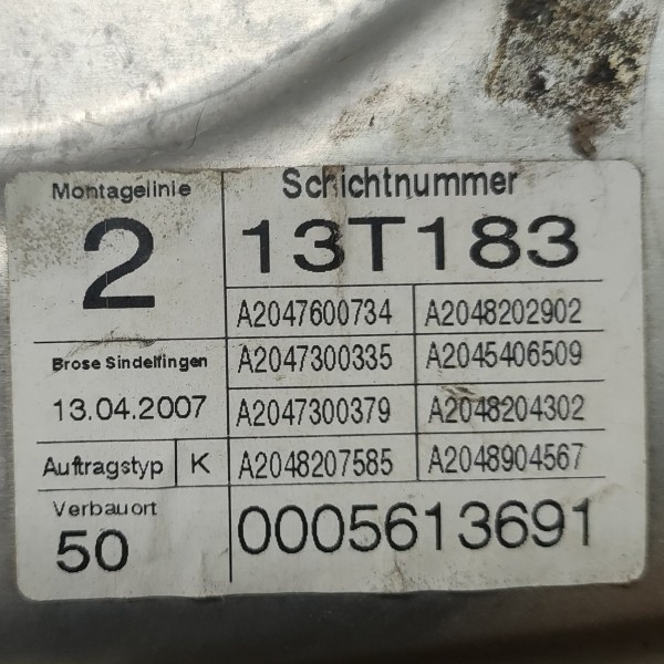 Máquina Vidro Traseira Esquerda Mercedes Benz C180 2008 2014