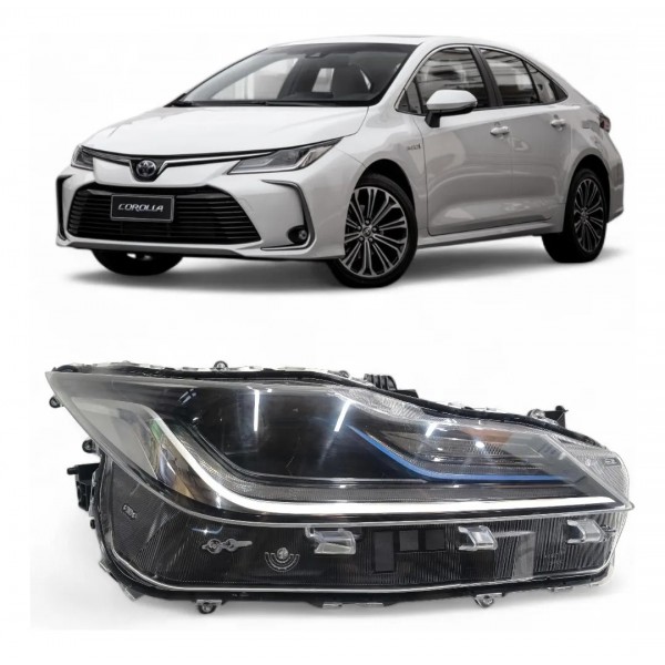 Farol Direito Corolla Híbrido Friso Azul 2020 2021 2022 Led Direito/passageiro