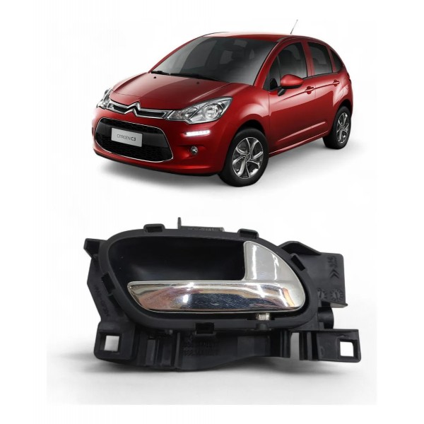 Maçaneta Interna Porta Direita Citroen C3 2013 A 2019 Preto Dianteira/traseira