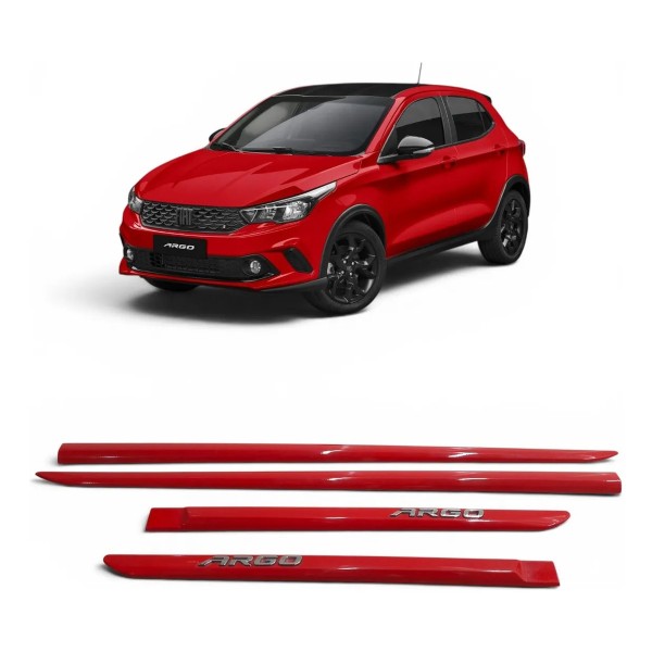 Kit Friso Porta Fiat Argo 2018 2019 2020 2021 2022 Vermelho Vermelho