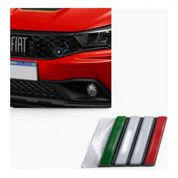 Emblema Dianteira Grade Radiador Fiat Itália Original Preto