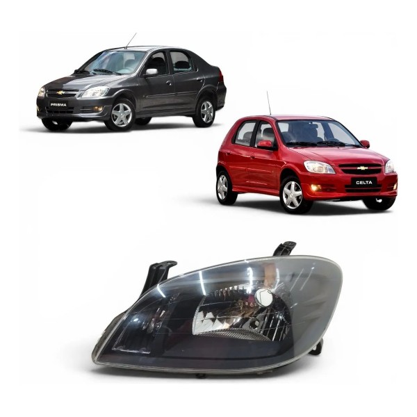 Farol Esquerdo Máscara Negra Gm Celta Prisma 2007 A 2014 Esquerdo/motorista