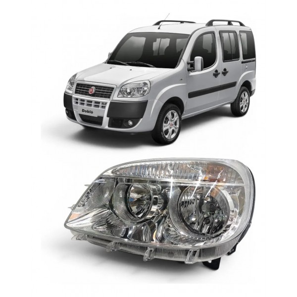 Farol Esquerdo Fiat Doblo 2010 2011 2012 2013 A 2020 Cromado Esquerdo/motorista