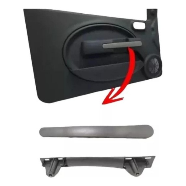 Puxador Moldura Dianteira Uno Vivace Vidro Elétrico 4 Furos Preto